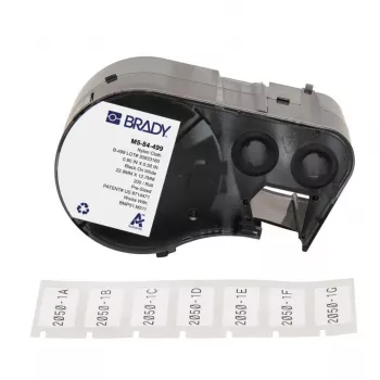BRADY BMP51/BMP53/M511 Self-Laminating Vinyl Label Cartridge, 25.4mm x 6.4m, White/Translucent, B-499