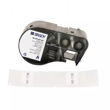 BRADY Rotating Self-Laminating Label Cartridge for DYMO XTL – 24mm x 4m, Black on White/Clear, Industrial Polyester