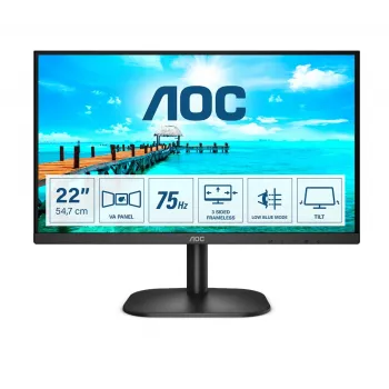 Moniteur AOC B2 22B2H 21,5 pouces Full HD VA avec 75 Hz, HDMI, VGA, VESA, noir