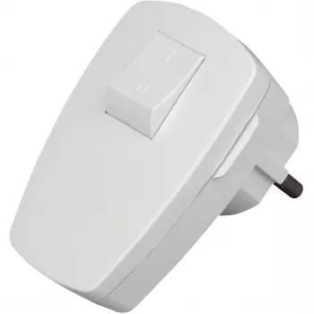 Fiche coudée Schuko Kopp avec interrupteur, blanc, 16 A, IP20