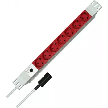 Kopp Multiprise PDU aluminium 7 prises 19 pouces avec entrée IEC C14, montage en rack 1U, 16 A, prises Schuko