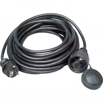 Kopp Rallonge de sécurité en caoutchouc, fiche/prise Schuko, 10 m, H05RR-F 3G1.5, IP44, noir (147310042)