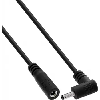 Câble de rallonge DC InLine®, connecteur coudé, 3,5 x 1,35 mm, noir, 2 m