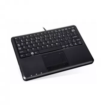 Perixx PERIBOARD-510 H PLUS UK Mini USB Keyboard with Touchpad and 2-Port USB Hub, Black