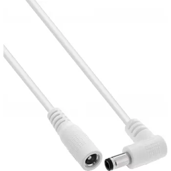 Câble de rallonge DC InLine®, connecteur coudé, 5,5 x 2,1 mm, blanc, 1 m