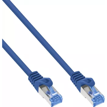 Lot de 100 câbles patch InLine® Cat.6A S/FTP LSZH, CCA, bleus, 0,50 m