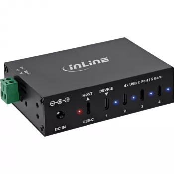 Hub industriel DELOCK InLine® USB 3.2 Gen.1, USB-C, 4 ports, avec bloc d'alimentation