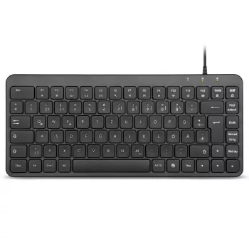 Perixx PERIBOARD-414 B DE Wired Mini USB Keyboard, Quiet Keys, German Layout, Black