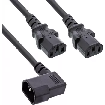 InLine® Câble d'alimentation en Y, appareils froids, 1x IEC-C14 coudé vers 2x IEC-C13, 1 m