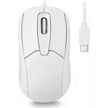 Perixx PERIMICE-209 C W Souris optique USB-C filaire, 1000 DPI, 3 boutons, molette de défilement, ambidextre, blanche