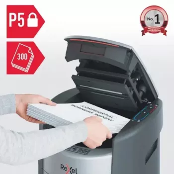 Destructeur de documents Rexel ShredMax AutoFeed+ 300M à micro-coupe P-5, alimentation automatique 300 feuilles, bac 25L