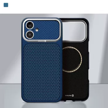 Coque MagSafe Evelatus Apple iPhone 16 Carbon Premium Edition bleu nuit