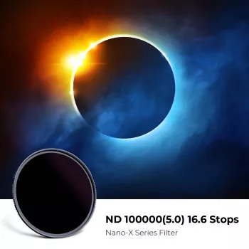 Filtre solaire KF Concept ND100000 62mm, 16,6 diaphragmes, OD 5.0, verre optique AGC, revêtement nano, monture aluminium
