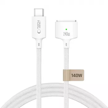 TECH-PROTECT MMC01 Ultraboost câble MacBook magnétique USB-C vers MagSafe 3 140W 300cm blanc