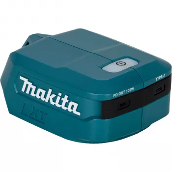 Makita ADP15 adaptateur USB 18V LXT avec deux ports USB, 2,1 A par port, protection contre les surcharges, noir