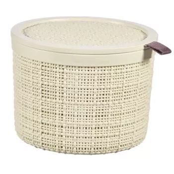 CURVER panier de rangement rond Jute avec couvercle, 2 L, crème, 17x13 cm