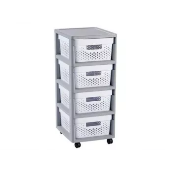 CURVER Infinity 4 Compartment Wheeled Chest 11L 30x36x69cm Grey/White