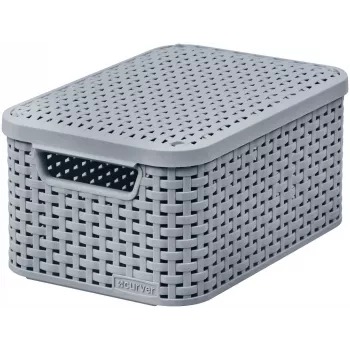 CURVER Style S boîte de rangement avec couvercle, gris clair, 29,1 x 19,8 x 14,2 cm, 8,2 L, pliable, empilable