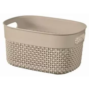 CURVER panier de rangement Filo S 6 L tressé, beige, rectangulaire, empilable, avec poignées