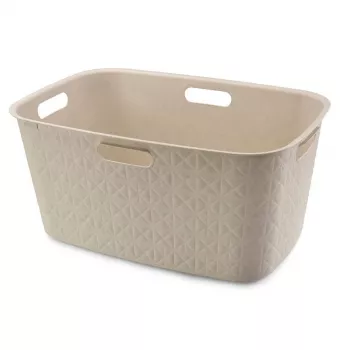 CURVER Softex panier à linge 45L blanc craie, bac rectangulaire soft-touch avec poignées intégrées, 57 x 37 x 27 cm