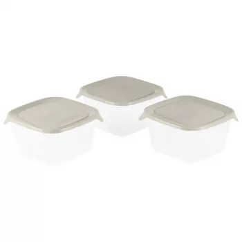 CURVER Fresh&Go set de boîtes de conservation carrées, 3 x 1,2 L, beige
