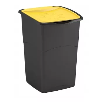 Curver Koral poubelle 47L Noir/Jaune couvercle basculant