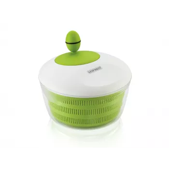 LEIFHEIT Salad Dryer Trend 4.5L Crank-Driven Salad Spinner with Serving Bowl, Green Lid