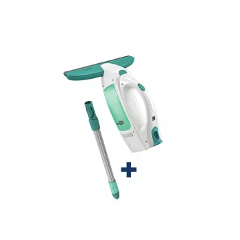 LEIFHEIT Vacuum Window Cleaner Dry&Clean with 43 cm Click System Handle, Electric Window Vacuum, White/Turquoise