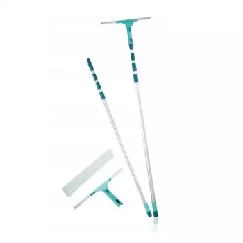 Set de nettoyage de vitres LEIFHEIT avec manche télescopique, raclette 2 en 1 XL Pro Reach, portée 4 m
