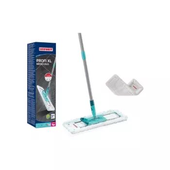 LEIFHEIT Profi XL Micro Duo 42cm Floor Wiper with Foldable Handle and SuperDuster Replacement Cloth