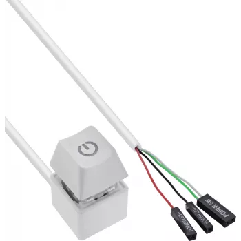 InLine câble de commande à distance pour interrupteur d'alimentation PC, blanc, 2 m