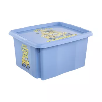 Boîte avec couvercle keeeper 24 L Karolina « Minions Happiness » 42,5x35,5x22,5 cm bleu clair