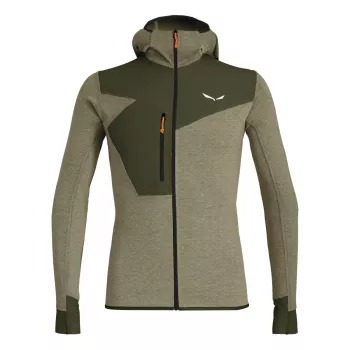 Salewa Puez 2 Dry Long Sleeve Hooded Full-Zip Tee Dark Olive Melange Men's XL