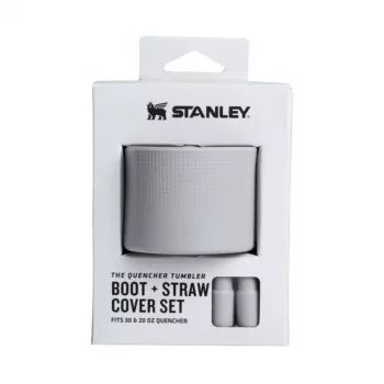 Ensemble de 2 housses de protection et capuchons de paille STANLEY pour gobelets isothermes 0,89 L/0,59 L The Quencher Boot + Straw Topper gris clair