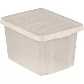 CURVER Essentials boîte de rangement transparente 26L avec couvercle, empilable et emboîtable, 44x34x27 cm