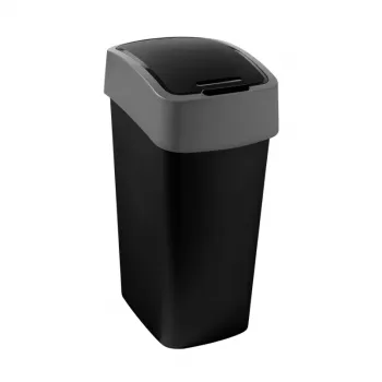 Poubelle Curver Flip Bin 45L noir/argent