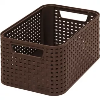 Boîte de rangement CURVER KIS Style S 7,2L brun foncé effet rotin tressé 28,5x19,4x13cm