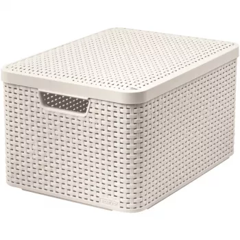 CURVER Style L boîte de rangement avec couvercle, 43,6 x 32,6 x 23 cm, crème, pliable, empilable