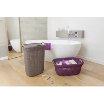 Panier à linge Curver Knit 57L avec couvercle, blanc