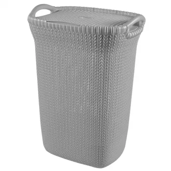 Boîte à linge CURVER Knit 57L gris clair