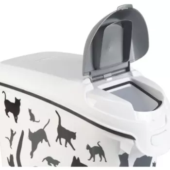 Boîte de conservation d'aliments pour chien Curver Petlife 23L noire avec motif empreinte de patte