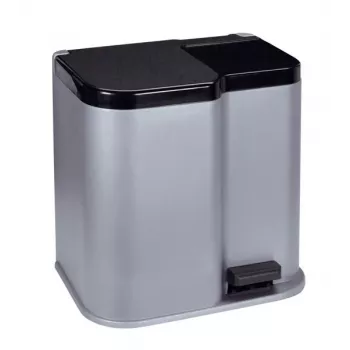 Poubelle à pédale CURVER Duo 15+7L argent/gris foncé