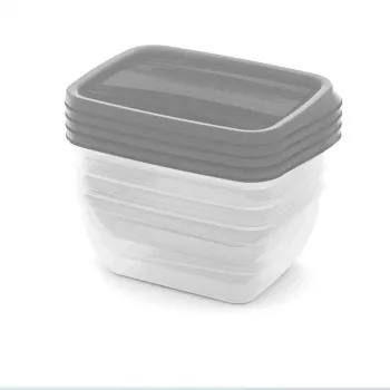 Ensemble de gamelles rectangulaires pour animaux Vedo, 4 x 0,75 L, Transparent Gris CURVER