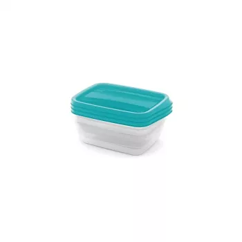 Ensemble de boîtes alimentaires rectangulaires Vedo 3x1 L Transparent Turquoise CURVER