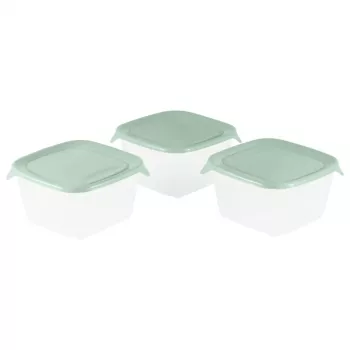 Ensemble de boîtes alimentaires carrées Fresh&Go 3 pièces 3x1,2 L vert Curver