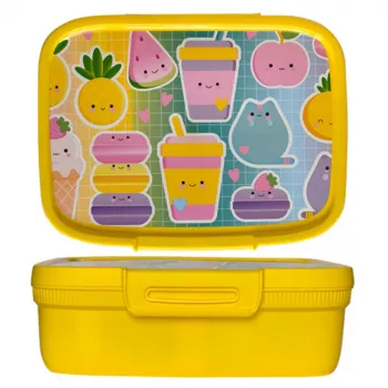 Boîte de rangement alimentaire rectangulaire Snap Box avec séparateur 1,8 L jaune Kawaii CURVER