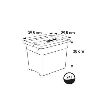 Boîte de rangement keeeper Crystalbox Cornelia avec couvercle, 24 L, transparente, 39,5 x 29,5 x 30 cm