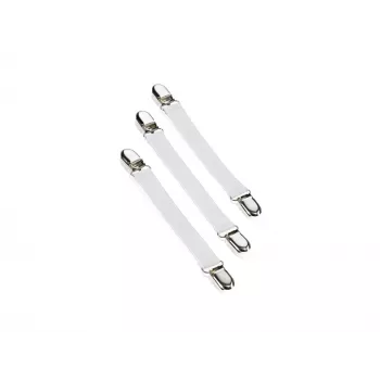 LEIFHEIT fixations pour housse de table à repasser (lot de 4, blanc, sangles élastiques avec clips)