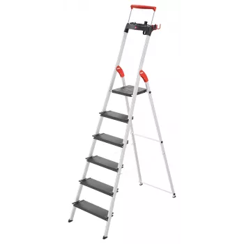 Escabeau ménager aluminium Hailo L100 TopLine 8050-607, 6 marches, avec plateau multifonction
