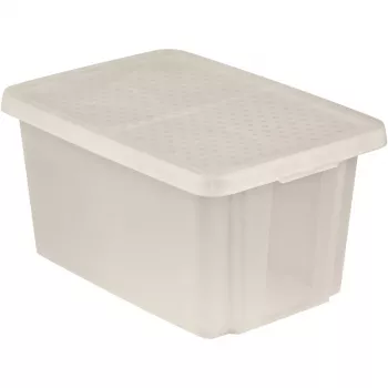Boîte de rangement CURVER Essentials 45L transparente avec couvercle, 57 x 40 x 30 cm, empilable, apte au contact alimentaire